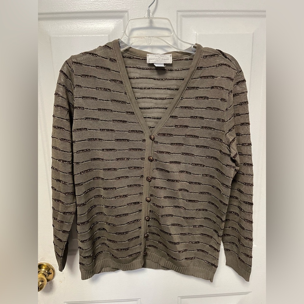 Brenda French for French Rags Striped Sweater cardigan